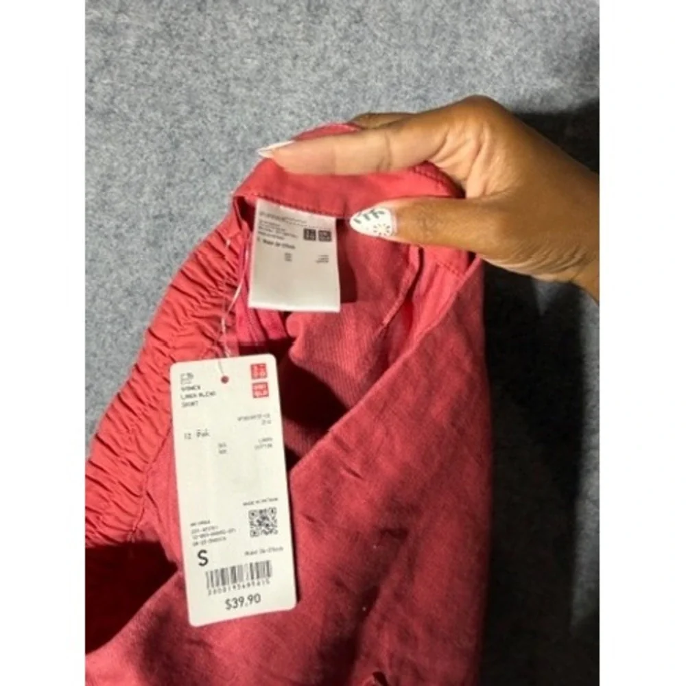 Uniqlo Linen Blend Skort Pink Coral Mini Wrap Front Shorts Skirt Size S New